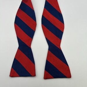 Countess Mara Bow Tie Silk Red Blue Striped Repp 2" Wide Self Tie